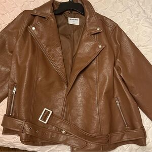 Old Navy Women's Tan Leather Biker Jacket